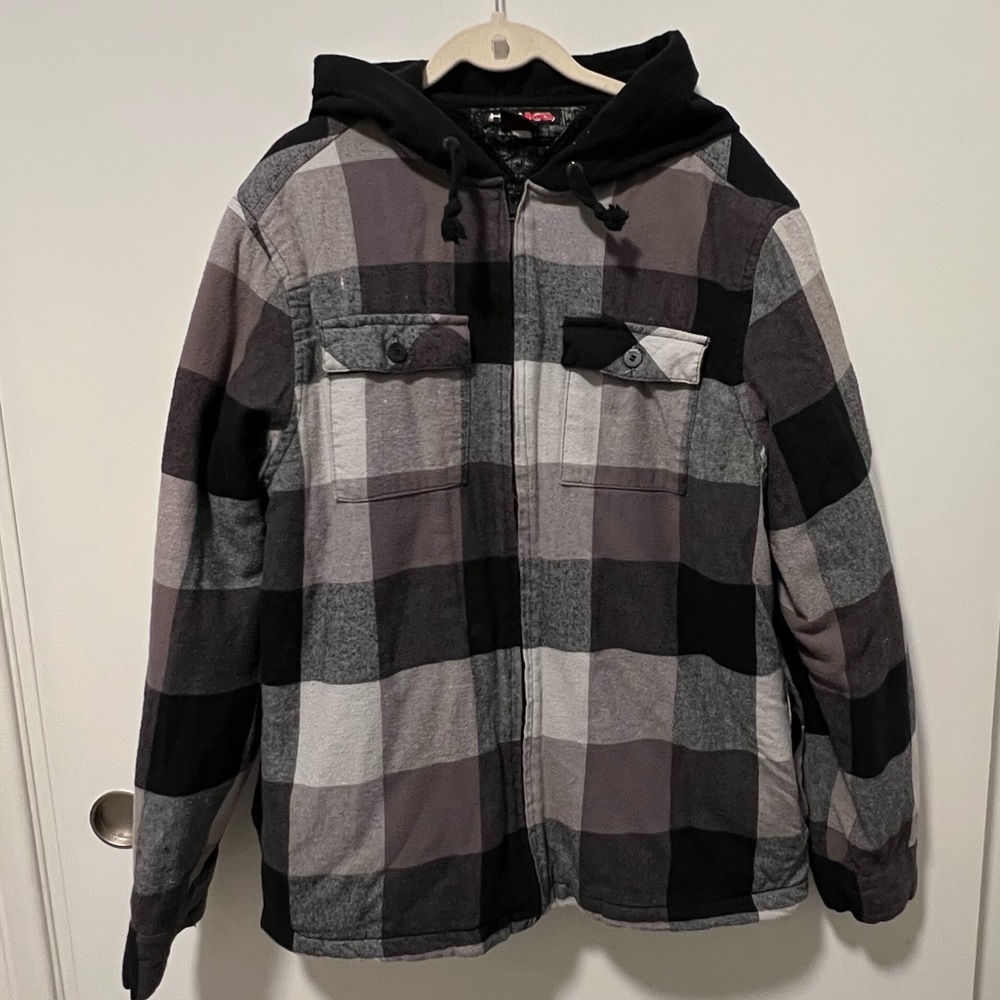 Tony Hawk Hooded Flannel Sherpa Lined Zip Up Jacket Sz XL